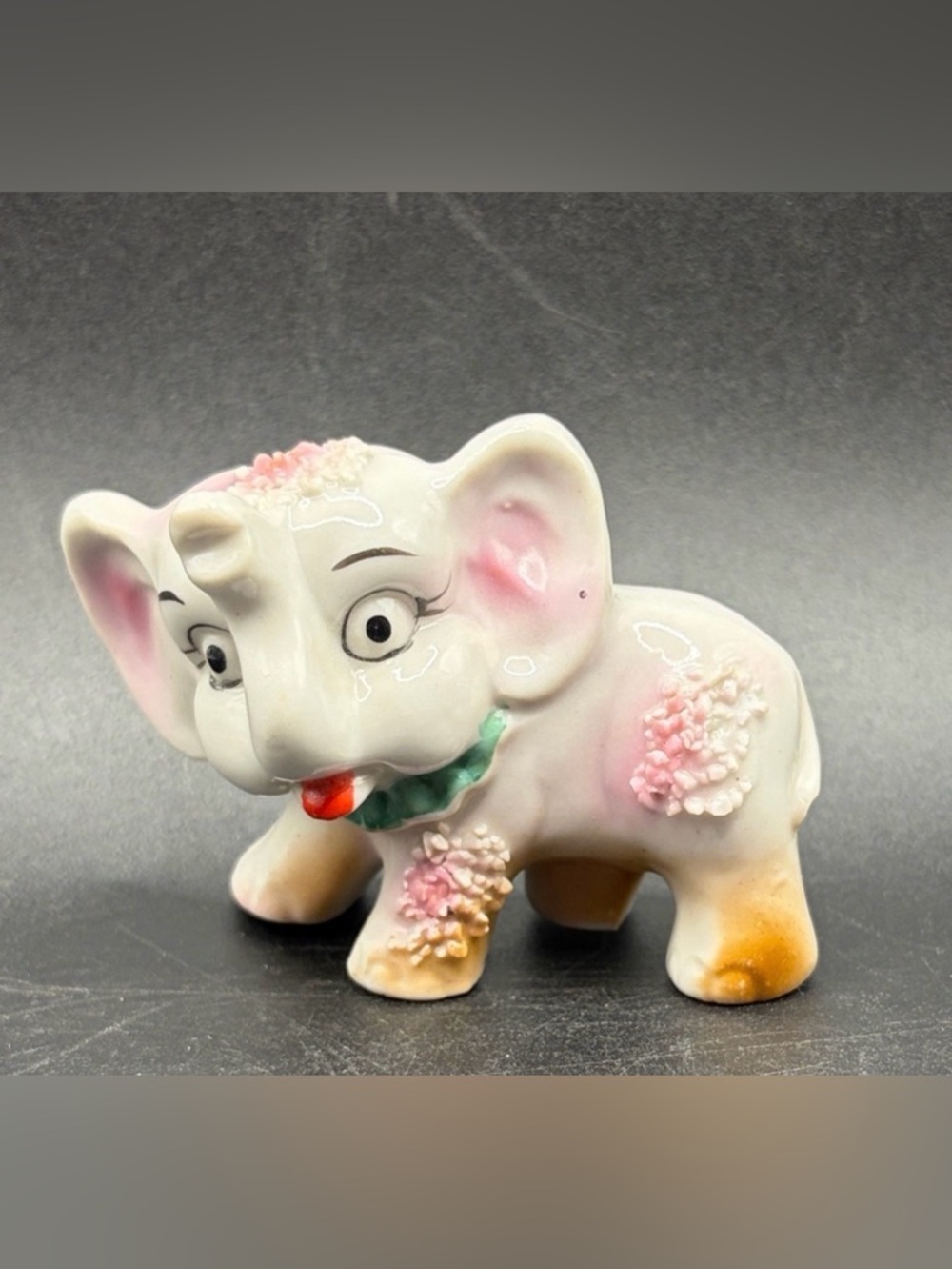 Vintage Hand Painted Ceramic Elephant Figure Figurine Collectible Trinket Decor